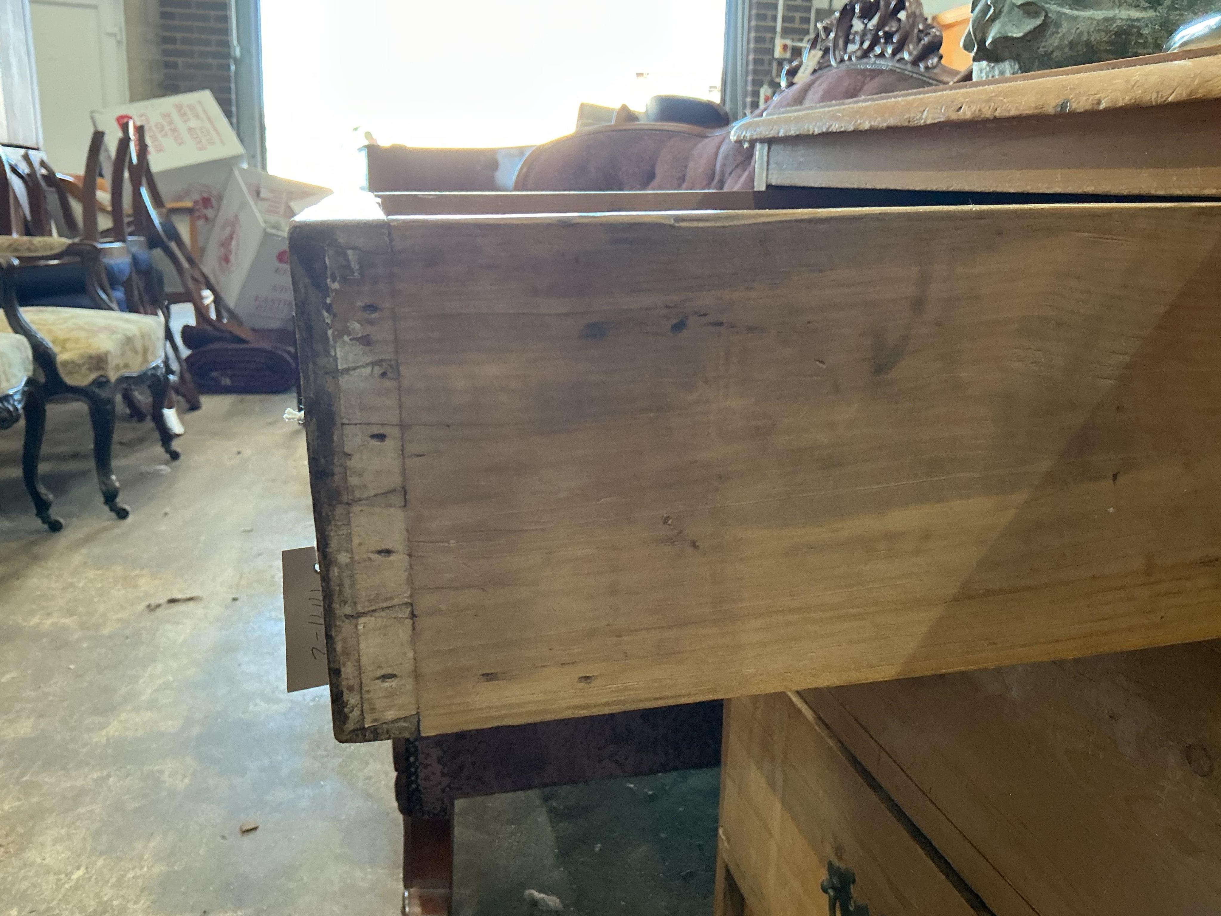 A Victorian pine five drawer chest, width 106cm, depth 52cm, height 86cm